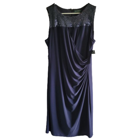 Lauren Ralph Lauren Dresses & Skirts - Lauren Ralph Lauren Navy Blue Sequin Top Sleeveless Dress